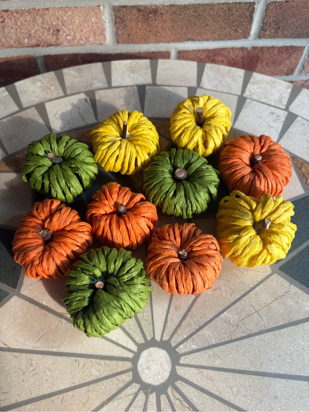 Handmade Decorative Raffia Pumpkins - Fall Table Accents